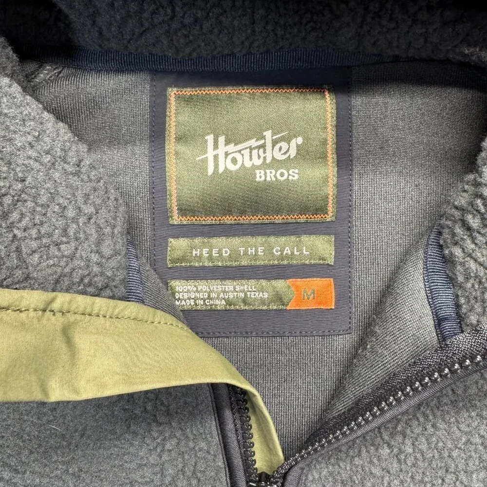Howler Brothers Sherpa Fleece Zip Hoodie Gray Men’s Medium Hooded Outdoor Jacket - Picture 2 of 11